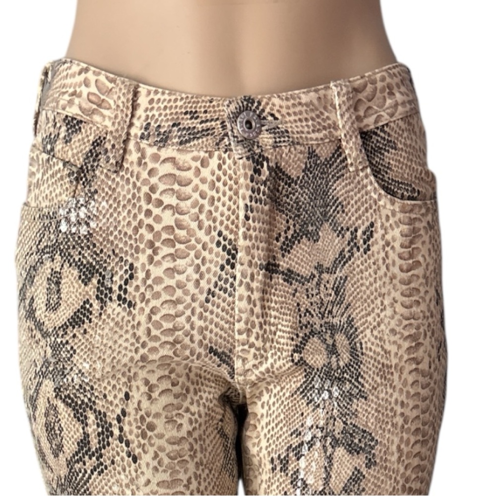 Parasuco Beige and Black Snake Print Trousers imitation leather Size 27 - Picture 6 of 16